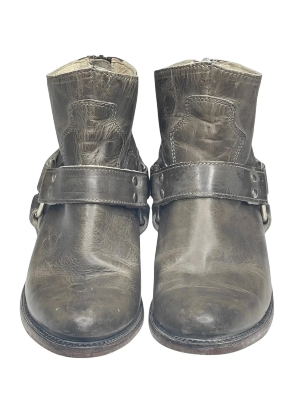 Freebird aso Free People 𖤐 Santiago Distressed Leather Booties Boots 𖤐 Taupe